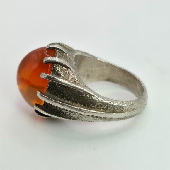 Teardrop Red Carnelian Ring Fine Silver Size 6 7 / Foxlark  Vintage 925 Sterling Silver Carnelian Cocktail Ring Size 6 Gothic Jewelry